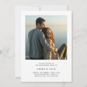 Minimalistische Lake Sunset Photo Engagement Party Kaart (Achterkant)