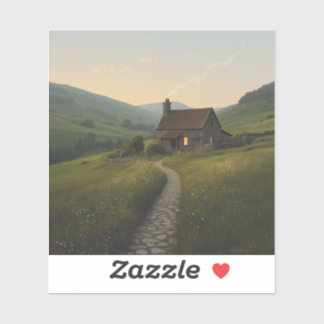 minimalistische landelijke cottage-schilderijen sticker