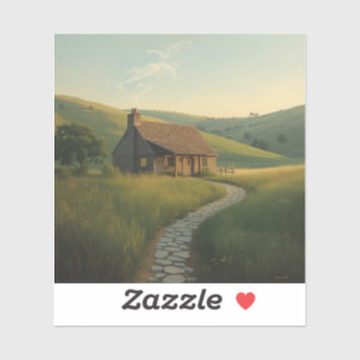 minimalistische landelijke cottage-schilderijen sticker