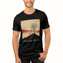 Minimalistische Landschap Silhouet Boom Zonsonderg