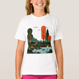 Minimalistische landschapsstijl t-shirt