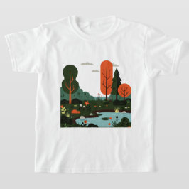 Minimalistische landschapsstijl t-shirt
