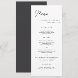 Minimalistische lange script huwelijksmenu kaart