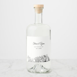 Minimalistische Las Vegas bruiloft Custom Likeurfles Etiket
