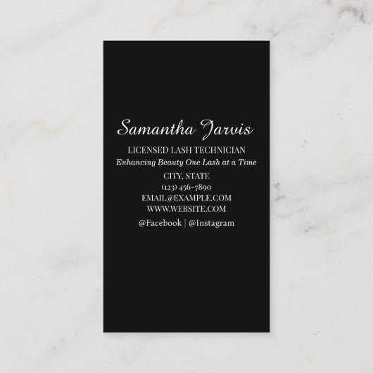 Minimalistische Lash Tech Zwart-wit Custom Design Visitekaartje (Achterkant)