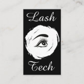 Minimalistische Lash Tech Zwart-wit Custom Design Visitekaartje (Voorkant)