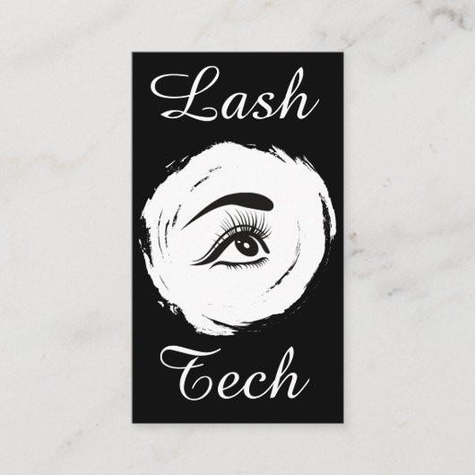 Minimalistische Lash Tech Zwart-wit Custom Design Visitekaartje (Voorkant)