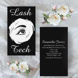 Minimalistische Lash Tech Zwart-wit Custom Design Visitekaartje