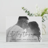 Minimalistische 'Laten we het nog eens proberen' b Aankondiging (Staand voorkant)