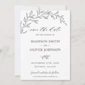 Minimalistische Laurel Branch Leafy Save the Date Kaart (Voorkant)