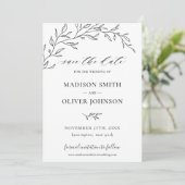 Minimalistische Laurel Branch Leafy Save the Date Kaart (Staand voorkant)
