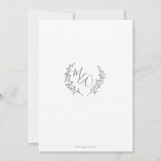 Minimalistische Laurel Branch Leafy Save the Date Kaart (Achterkant)