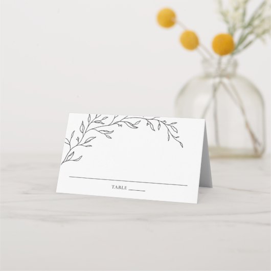 Minimalistische Laurel Branch Leafy Wedding Place  Plaatskaartje (Voorkant)