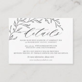 Minimalistische Laurel Line Branch bruiloft detail Informatiekaartje (Voorkant)