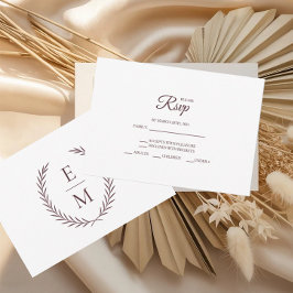 Minimalistische Laurel Monogram Huwelijk RSVP Kaar