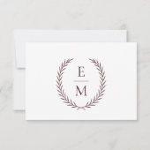 Minimalistische Laurel Monogram Huwelijk RSVP Kaar (Achterkant)