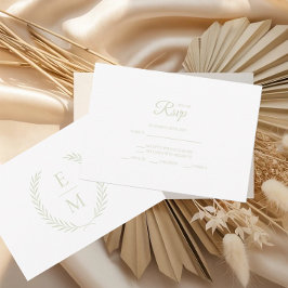 Minimalistische Laurel Monogram Huwelijks RSVP Kaa Kaartje