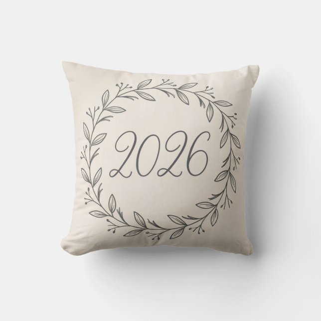Minimalistische lauwerkrans 2026  kussen (Voorkant)