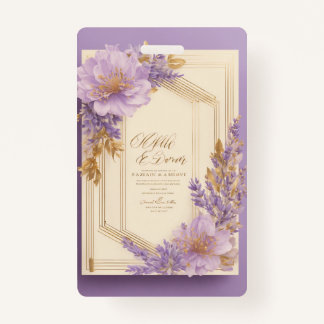 Minimalistische Lavendel Bloem Huwelijksuitnodigin Badge
