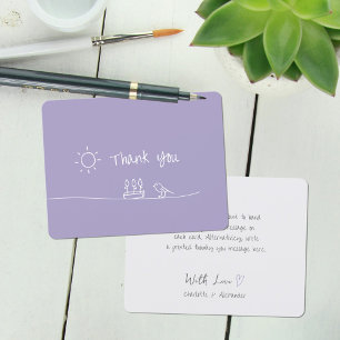 Minimalistische Lavendel Bloemen Vogel Zon Tekenin Bedankkaart