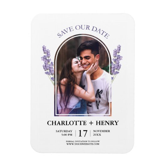 Minimalistische lavendel bruiloft Bewaar de datum Magneet (Verticaal)