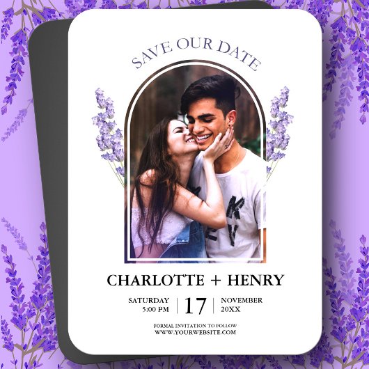 Minimalistische lavendel bruiloft Bewaar de datum Magneet