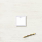 Minimalistische Lavendel Script Tweegrens Monogram Post-it® Notes (Op bureau)