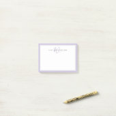 Minimalistische Lavendel Script Tweegrens Monogram Post-it® Notes (Op bureau)