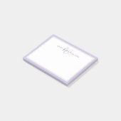 Minimalistische Lavendel Script Tweegrens Monogram Post-it® Notes (Schuin)