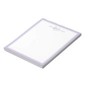 Minimalistische Lavendel Twee Rand Monogram Notitieblok (Linkerzijde)