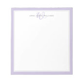 Minimalistische Lavendel Twee Rand Monogram Notitieblok (Voorkant)