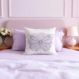 Minimalistische Lavendel Vlinder Watercolor Kussen