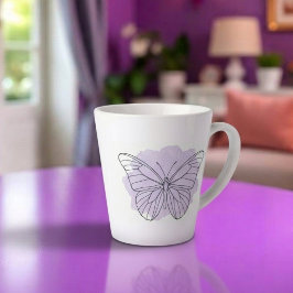 Minimalistische Lavendel Vlinder Watercolor Latte Mok
