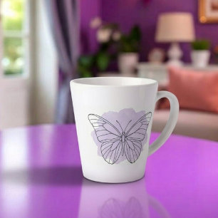 Minimalistische Lavendel Vlinder Watercolor Latte Mok