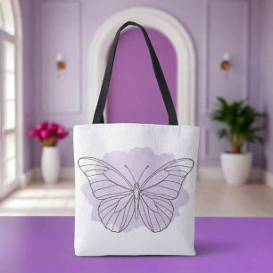 Minimalistische Lavendel Vlinder Watercolor Tas