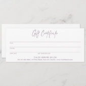 Minimalistische lavendel voor modern cadeaubon (Voorkant / Achterkant)