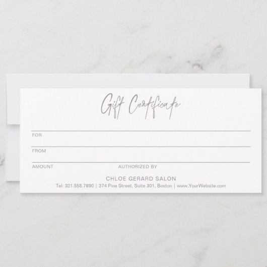 Minimalistische lavendel voor modern cadeaubon (Voorkant)