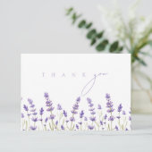 Minimalistische Lavendel Wilde Bloem Elegante Trou Bedankkaart (Staand voorkant)