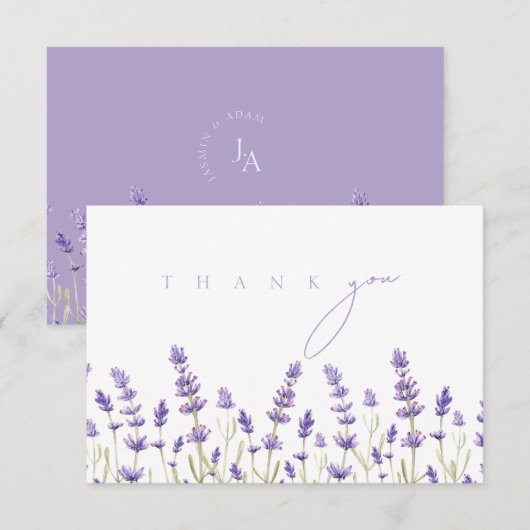 Minimalistische Lavendel Wilde Bloem Elegante Trou Bedankkaart (Voorkant / Achterkant)