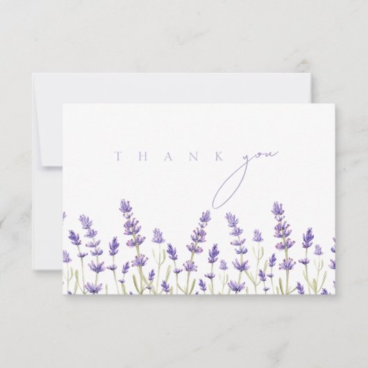 Minimalistische Lavendel Wildflowers Initialen bru Bedankkaart (Voorkant)