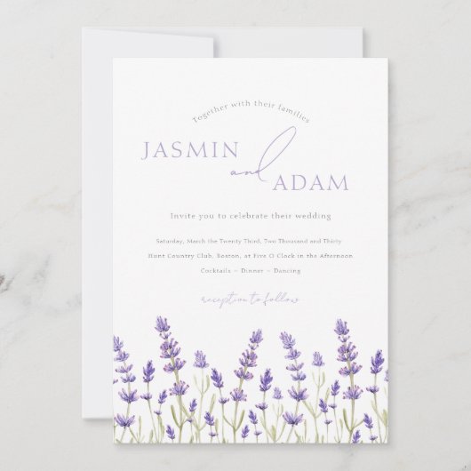 Minimalistische Lavendel Wildflowers Initialen bru Kaart (Voorkant)