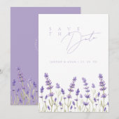 Minimalistische Lavendel Wildflowers Initialen bru Save The Date (Voorkant / Achterkant)