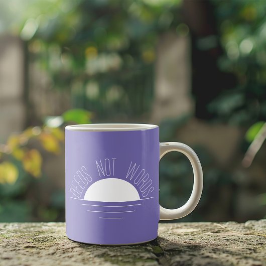 Minimalistische lavendel witte zon inspirerend quo koffiemok