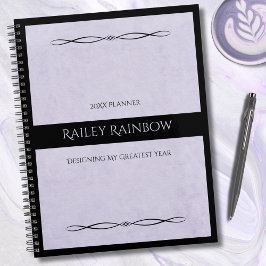 Minimalistische Lavendel Zwarte Monogram Medewerke Planner