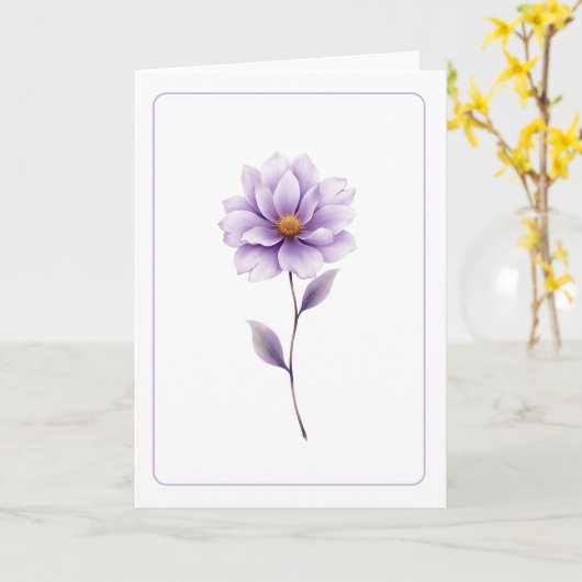 Minimalistische Lavendelbloem Witte Vouwkaart Kaart (Gele Bloem)