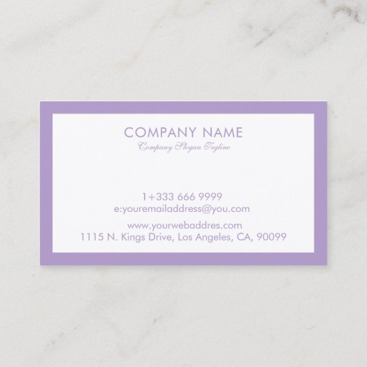 Minimalistische lavendelrand op wit visitekaartje (Achterkant)