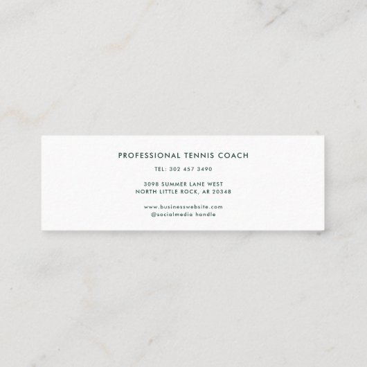 Minimalistische Lawn Tennis Professionele Sportcoa Mini Visitekaartje (Achterkant)