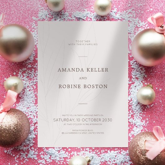 Minimalistische Leaf bruiloft uitnodiging