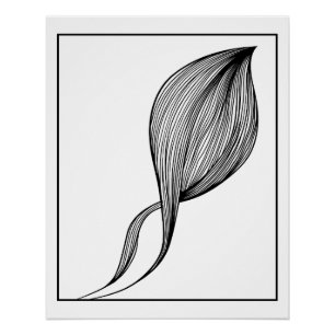 Minimalistische Leaf Line Art – Elegante Botanisch Perfect Poster