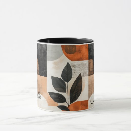 Minimalistische Leaf Mok - Gepersonaliseerde rusti (Midden)